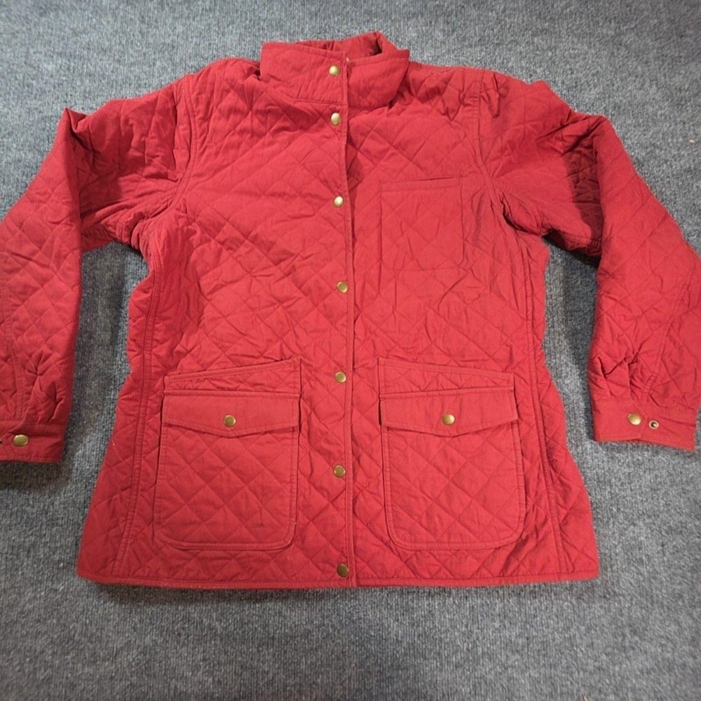 Duluth Trading Co Womens XL Red Quilted Canvas Snap Front Outdoor Coat Jacket